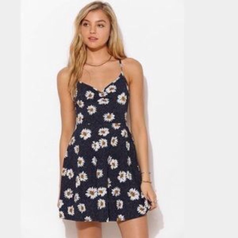 Blue Daisy & Polka Dot Skater Dress NWOT